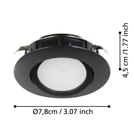 900749 Комплект встраиваемых светильников диммируемых PINEDA, 3X5,5W (LED), 3000K, ?84, пластик, черный Eglo
