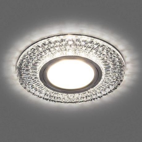 Нарушена упаковка!  <260288> Светильник встраиваемый с LED подсветкой Feron CD943 потолочный MR16 G5.3 прозрачный, хром 32991