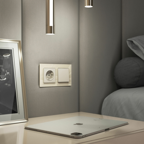 Выключатель одноклавишный без рамки Werkel айвори матовый W1110062