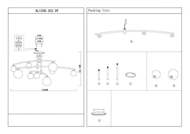 Люстра потолочная с Led лампочками в комплекте ST Luce SL1208.302.09+Lamps