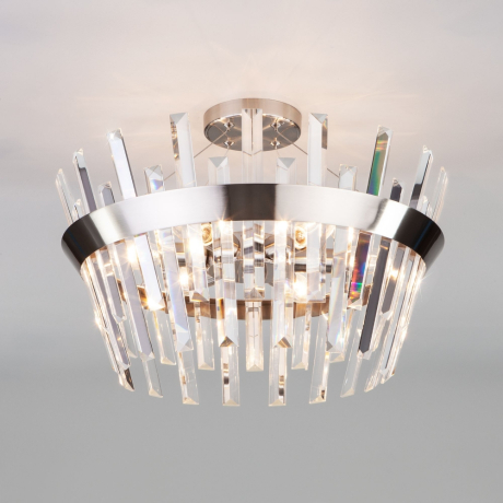 Потолочная люстра Eurosvet Steccato 10111/5 сатин-никель/прозрачный хрусталь Strotskis (a047848)