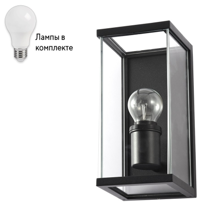 Уличный настенный светильник с лампочкой Arte lamp A1631AL-1BK+Lamps