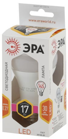 Лампа светодиодная ЭРА E27 17W 2700K матовая LED A60-17W-827-E27 Б0031699