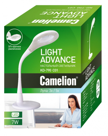 KD-790  C01 Настольный светильник с лупой Camelion 12484