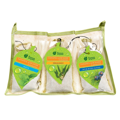 Нарушена упаковка! <296681> Набор Запарок в сумочке 3шт (Мята, Эвкалипт,Можжевельник) ''Банные штучки'' 32161
