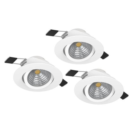 900745 Комплект встраиваемых диммируемых светильников SALICETO, 3X6W (LED), 2700K, 1350lm, ?88, алюминий, белый / стекло, прозрачный, белый  Eglo