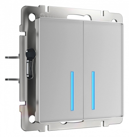 Выключатель сенсорый двухклавишный с подсветкой и функцией Wi-Fi, без рамки Werkel серебряный W4520606