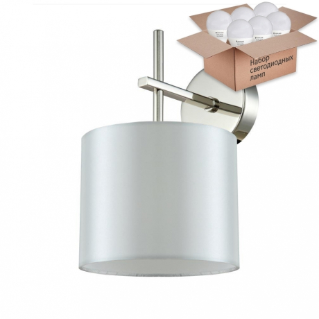 Бра Crystal Lux с лампочкой SERGIO AP1 NICKEL+Lamps E14 P45