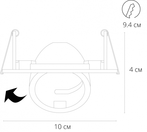 Нарушена упаковка! <35017> Встраиваемый светильник Arte Lamp Accento A4009PL-1BK