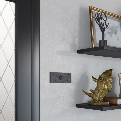 Выключатель проходной двухклавишный без рамки Werkel Hammer черный W1222008