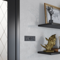 Выключатель проходной двухклавишный без рамки Werkel Hammer черный W1222008