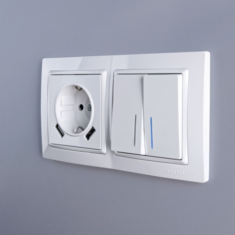 Выключатель двухклавишный с подсветкой без рамки Werkel белый W1120101