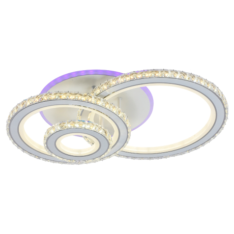 Светодиодная диммируемая люстра с ПДУ Profit Light 8061/3 WHT A 176W+8W RGB