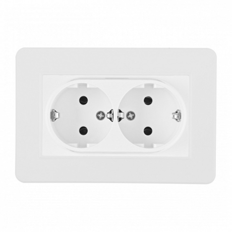 Розетка двойная с заземлением и со шторкой Arte Milano SET16-2 SET16-double-40-2 white