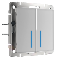 Сенсорный выключатель двухклавишный с подсветкой 1000 Вт (серебряный) Werkel W4520006