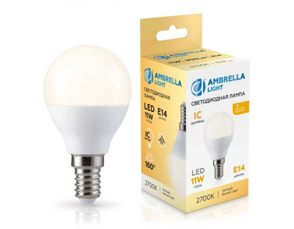 Лампа светодиодная Ambrella Light G45 E14 11Вт 2700K 451113