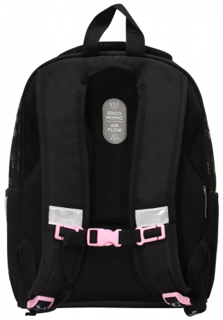 Нарушена упаковка! <712395> Рюкзак Schoolformat ERGONOMIC LIGHT КОМИКС АНИМЕ 21 л черн. 38х29х19 жестк. каркас 2 отд. молния держатель для карточек брелок кармашки РЮКЖКМБ-КА (247696)