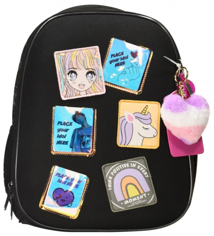 Нарушена упаковка! <712395> Рюкзак Schoolformat ERGONOMIC LIGHT КОМИКС АНИМЕ 21 л черн. 38х29х19 жестк. каркас 2 отд. молния держатель для карточек брелок кармашки РЮКЖКМБ-КА (247696)