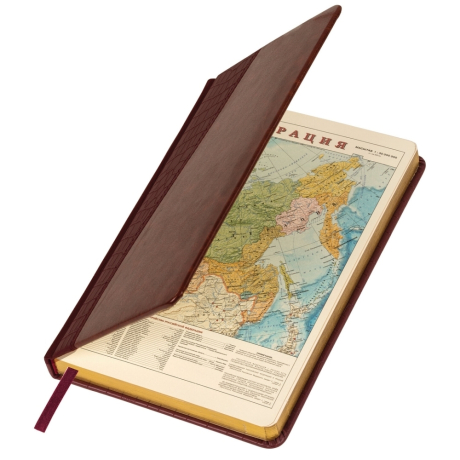 Нарушена упаковка!  <199661> Ежедневник недатированный А5 138х213 мм BRAUBERG "Cayman" под кожу, 160 л., коричневый/коричневый, 125084 (125084)