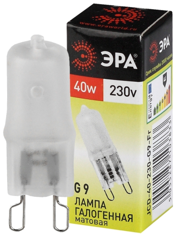 Лампа галогенная ЭРА G9 40W 2700K матовая G9-JCD-40-230V-FR C0027368