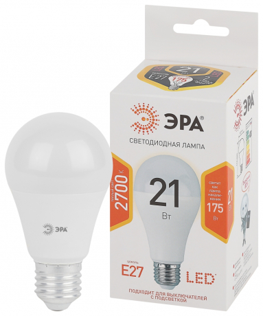 Витринный образец! <162796> Светодиодная лампа Е27 21W 2700К (теплый) Эра LED A65-21W-827-E27