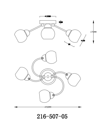 Потолочная люстра Velante с поддержкой Алиса 216-507-05-A