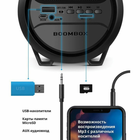 Колонка портативная DEFENDER G24, 1.0, 10 Вт, Bluetooth, FM-тюнер, microSD, чёрная, 65124 (513687)