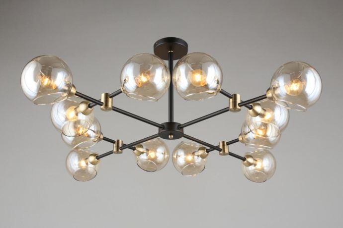 Люстра на штанге со светодиодными лампочками E14, комплект от Lustrof. №240730-656962