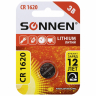 Нарушена упаковка!  <653224> Батарейка литиевая CR1620 1 шт. "таблетка, дисковая, кнопочная", SONNEN Lithium, в блистере, 455599 (455599)
