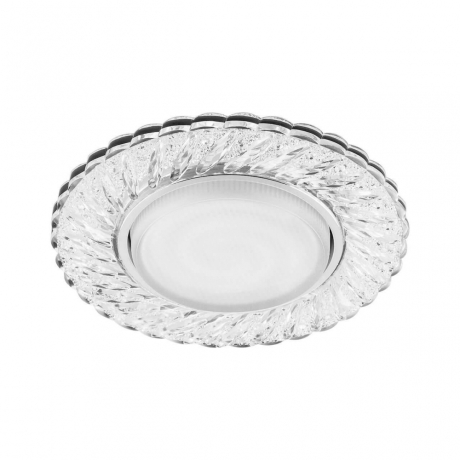 Нарушена упаковка! <175836> Светильник встраиваемый с белой LED подсветкой Feron CD4021 потолочный GX53 без лампы прозрачный 29474