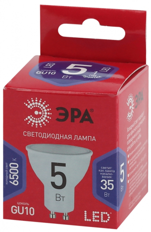 Лампа светодиодная ЭРА GU10 5W 6500K матовая MR16-5W-865-GU10 R Б0045348