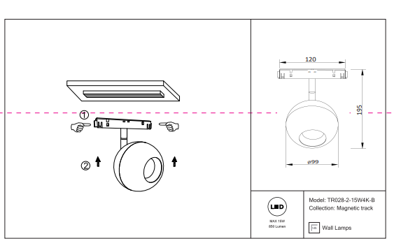 Светильник на штанге Maytoni Technical Ball TR028-2-15W4K-B