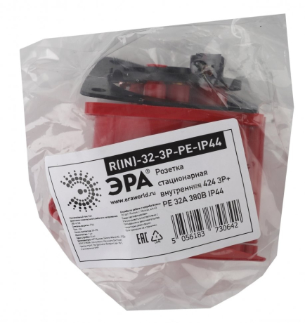 Розетка стационарная внутренняя 424 3Р+РЕ 32А 380В IP44 Эра Б0032872