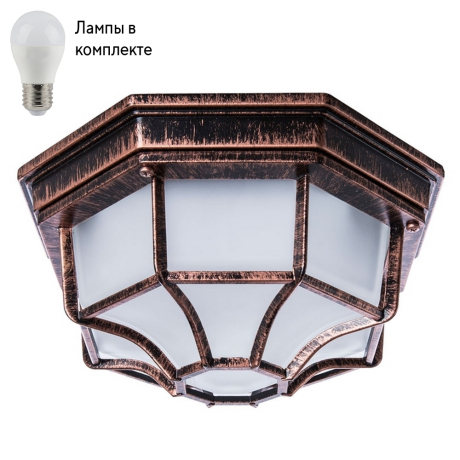Уличный потолочный светильник с лампочкой Arte lamp A3100PL-1AC+Lamps