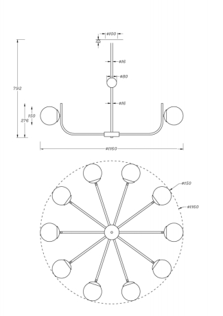 Люстра на штанге Maytoni Rendez-vous MOD109PL-10BS