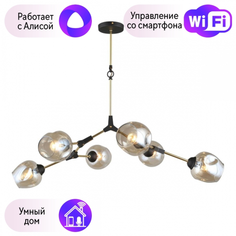 Люстра с поддержкой Алисы потолочная Omnilux OML-93707-06-A