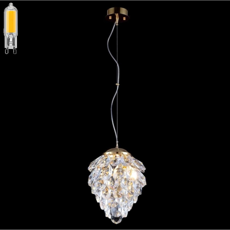 Подвесной светильник с лампочками CRYSTAL LUX CHARME SP2 GOLD/TRANSPARENT+Lamps