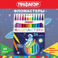 Нарушена упаковка!  <652613> Фломастеры ПИФАГОР "Космическая одиссея", 24 цвета, вентилируемый колпачок, 152446 (152446)