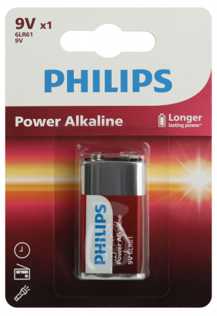 Батарейка Philips 6LR61P1B/51 крона алкалиновая 9V 1 шт. 6LR61/9V-1BL Power (1/12/24/6240) (Б0062717)