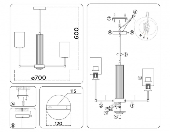 Люстра на штанге Ambrella Light HIGH LIGHT LH56213