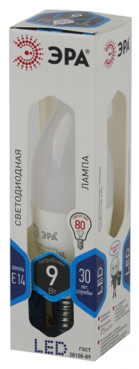 Лампа светодиодная ЭРА E14 9W 4000K матовая LED BXS-9W-840-E14 Б0027974