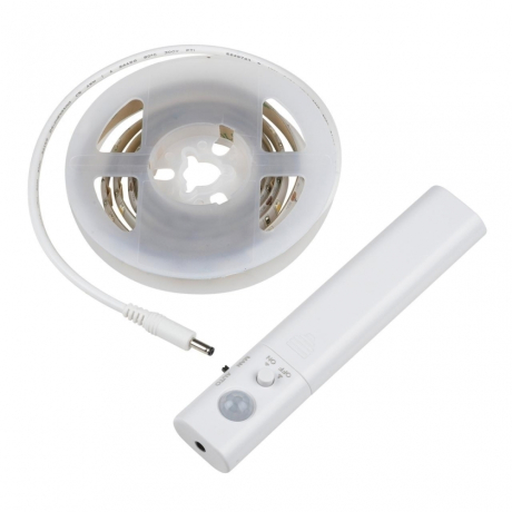 1м. Комплект светодиодной ленты белого цвета 4000К, 2,4W, 30LED/m, IP65 Uniel ULS-R20-2.4W-4000K-1.0M-4AAA SENSOR Smart Light -(UL-00004449)