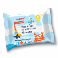 Нарушена упаковка!  <652416> Бумага туалетная влажная детская 42 шт., БИОРАЗЛАГАЕМАЯ, смываемая, LAIMA Kids, 115223 (115223)