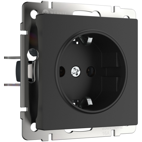 Розетка с заземлением и со шторками, без рамки Werkel черный матовый W1171108
