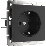 Розетка с заземлением и со шторками, без рамки Werkel черный матовый W1171108