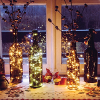 Нарушена упаковка!  <295977> 1м. Электрогирлянда ''Пробка'' на батарейках (теплый) 10LED IP20 Vegas 55128