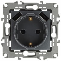 Розетка с заземлением и со шторкой и 2хUSB, без рамки Эра Эра 12 12-4109-12