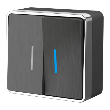 Выключатель двухклавишный с подсветкой Werkel Gallant (графит рифленый) W5020104
