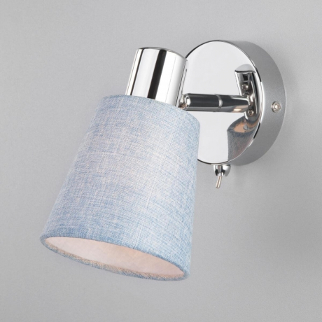 Нарушена упаковка!  <155518>  Настенный светильник с выключателем Eurosvet Culver 20080/1 хром/голубой