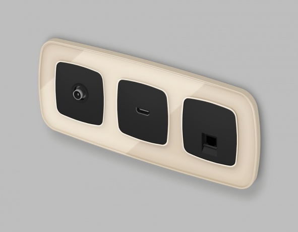 Лицевая панель OMEGA (Черный матовый) для компьютерной/телефонной розетки RJ-45/RJ-11 QUANT OP8120